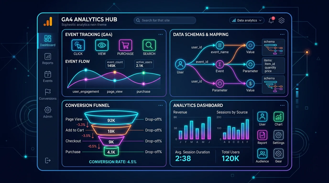GA4 Analytics Hub and Funnel Dashboard